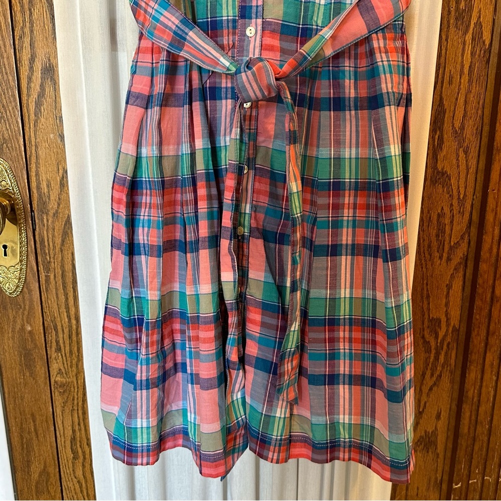 Talbots Pink & Blue Madras Plaid Sleeveless Dress - Picture 7 of 16